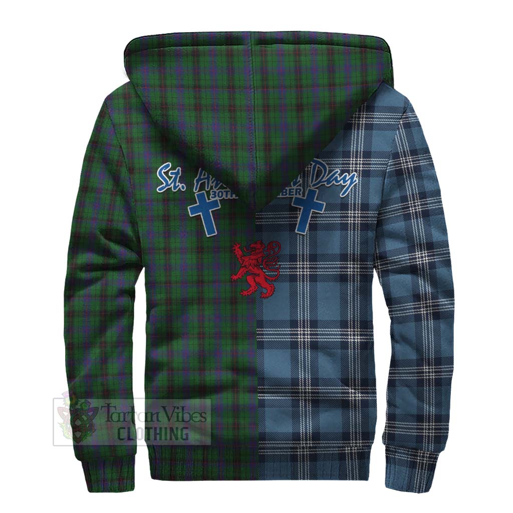 Tartan Vibes Clothing Davidson Tartan Sherpa Hoodie Happy St. Andrew's Day Half Tartan Style