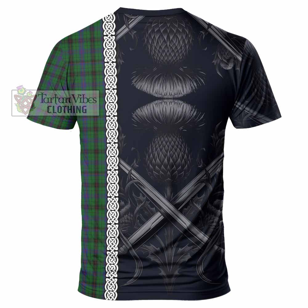 Tartan Vibes Clothing Davidson Tartan T-Shirt with Family Crest Cross Sword Thistle Celtic Vibes