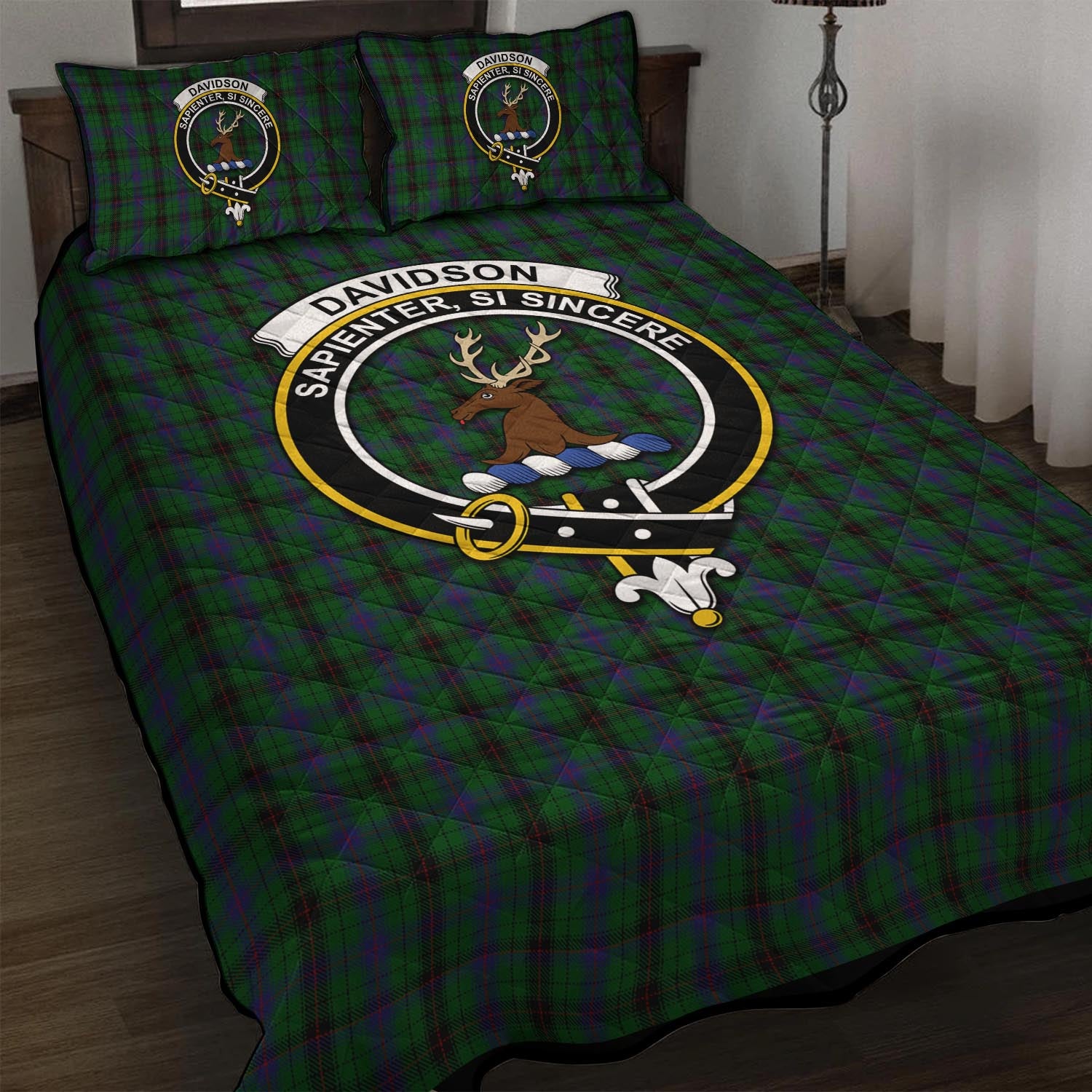 Davidson Tartan Quilt Bed Set with Family Crest - Tartan Vibes Clothing