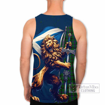 Davidson Tartan Family Crest Men's Tank Top with Scottish Majestic Lion - Tartan Vibes Clothing