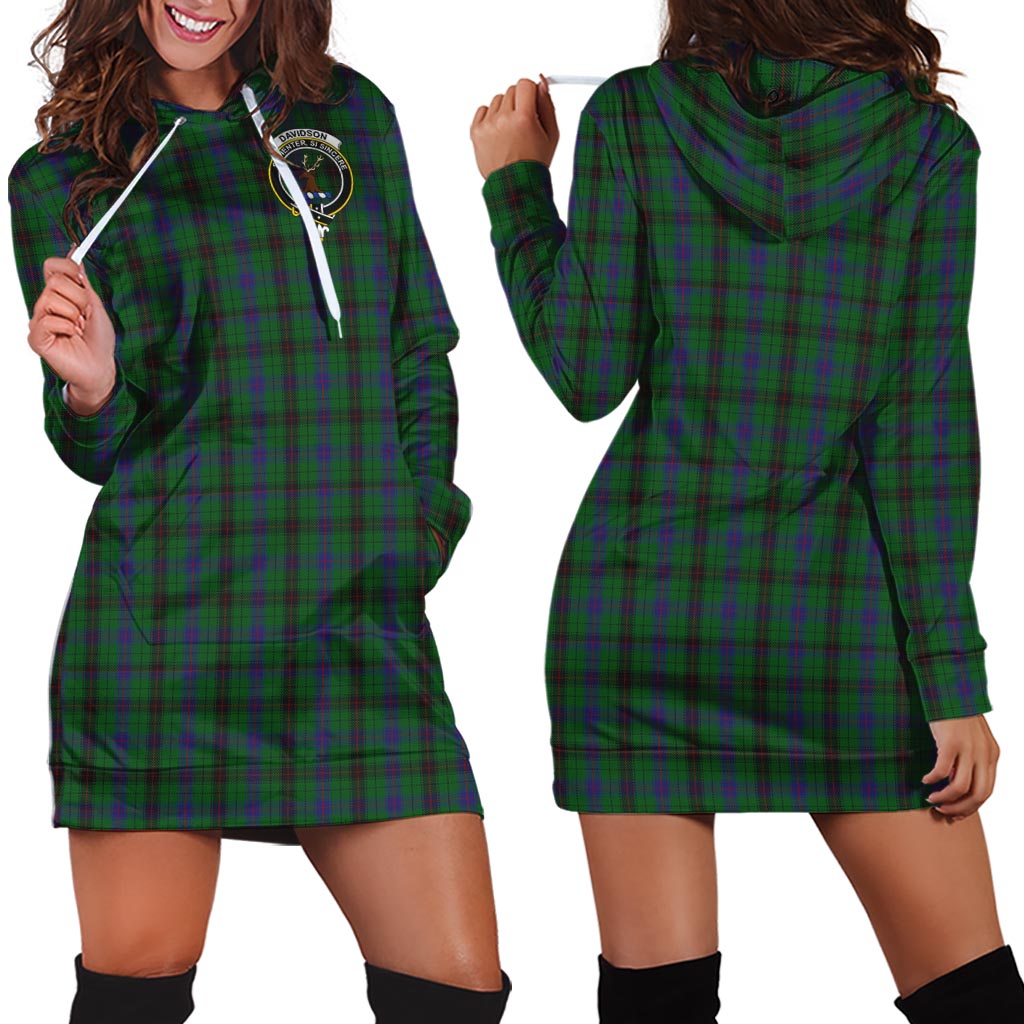 Davidson Tartan Hoodie Dress with Family Crest - Tartan Vibes Clothing