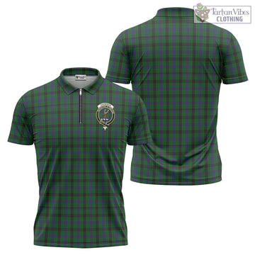 Davidson Tartan Zipper Polo Shirt with Family Crest