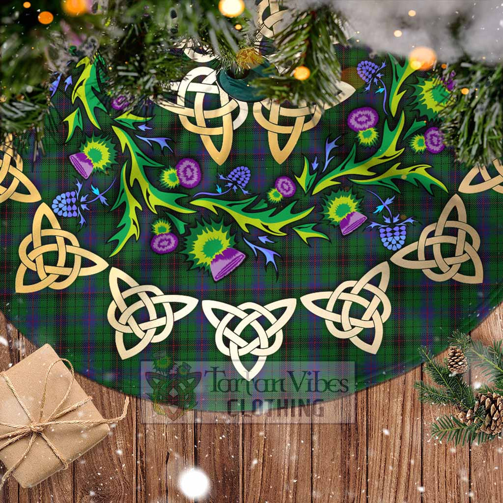 Davidson Tartan Christmas Tree Skirt with Thistle Celtic Knot Style - Tartan Vibes Clothing
