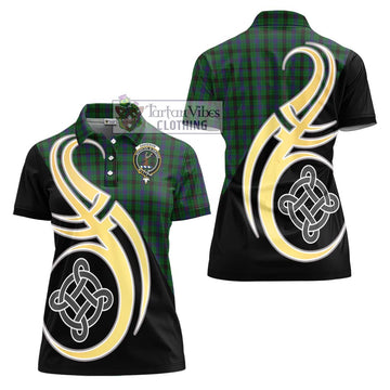 Davidson Tartan Women's Polo Shirt with Family Crest and Celtic Symbol Style