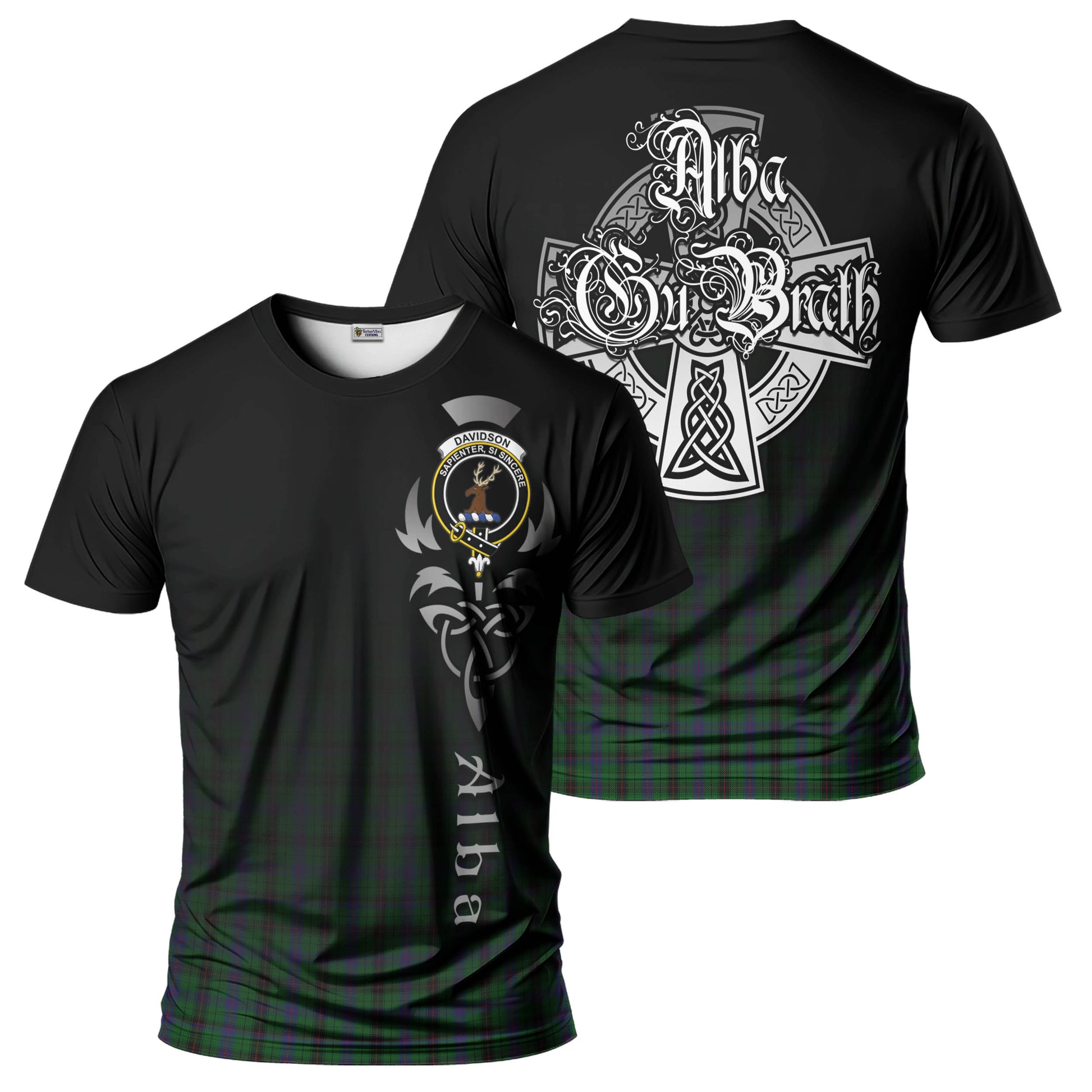 Tartan Vibes Clothing Davidson Tartan T-Shirt Featuring Alba Gu Brath Family Crest Celtic Inspired