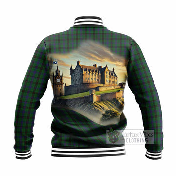 Davidson Tartan Family Crest Baseball Jacket with Scottish Ancient Castle Style - Tartan Vibes Clothing
