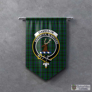 Davidson Tartan Gonfalon, Tartan Banner with Family Crest