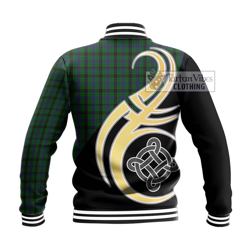 Davidson Tartan Baseball Jacket with Family Crest and Celtic Symbol Style - Tartan Vibes Clothing