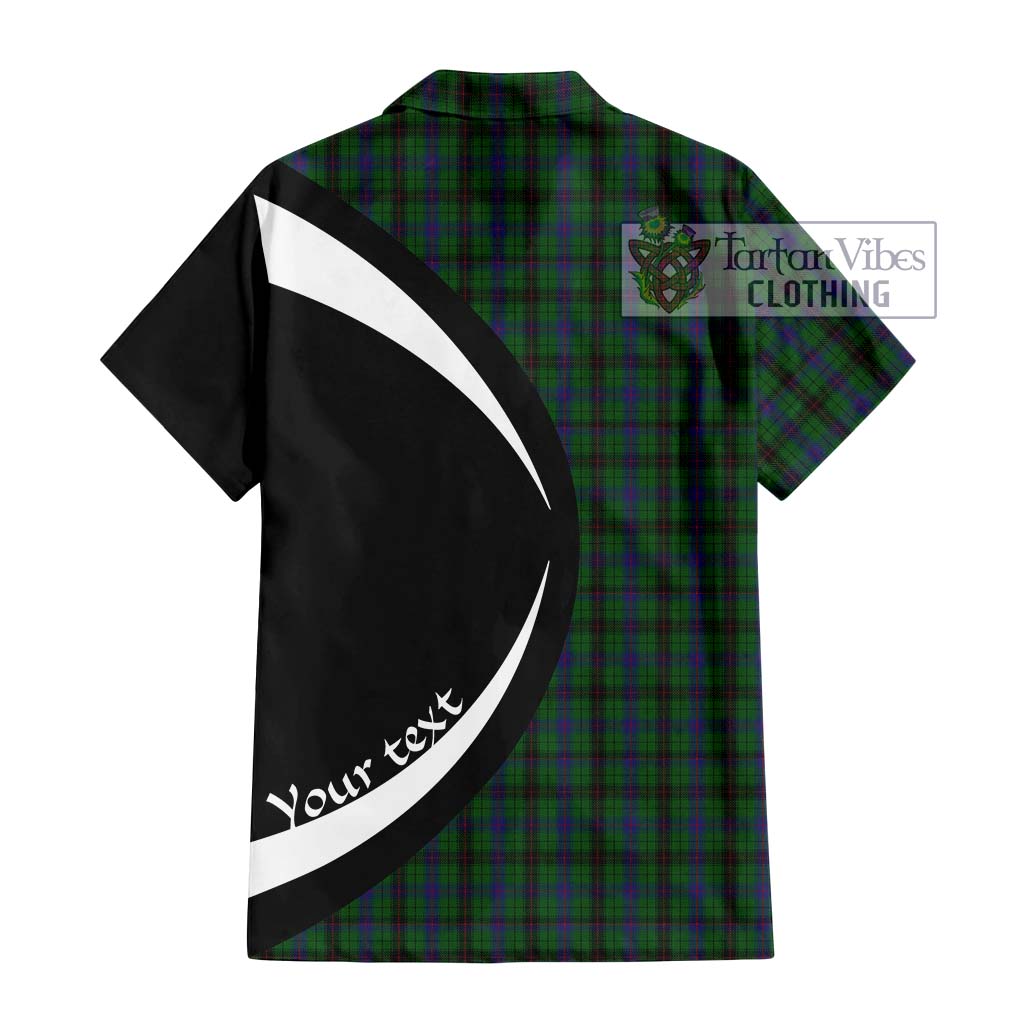 Davidson Tartan Short Sleeve Button Up with Family Crest Circle Style - Tartan Vibes Clothing