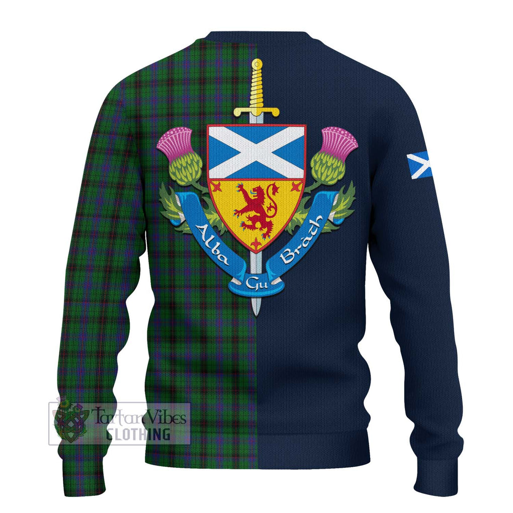 Tartan Vibes Clothing Davidson Tartan Knitted Sweater with Scottish Lion Royal Arm Half Style