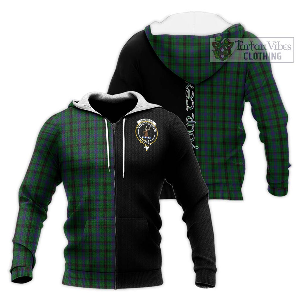 Davidson Tartan Knitted Hoodie with Family Crest and Half Of Me Style Unisex Knitted Zip Hoodie - Tartanvibesclothing Shop