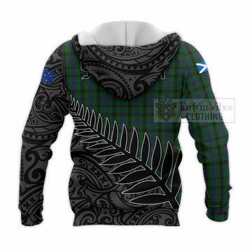 Davidson Crest Tartan Knitted Hoodie with New Zealand Silver Fern Half Style