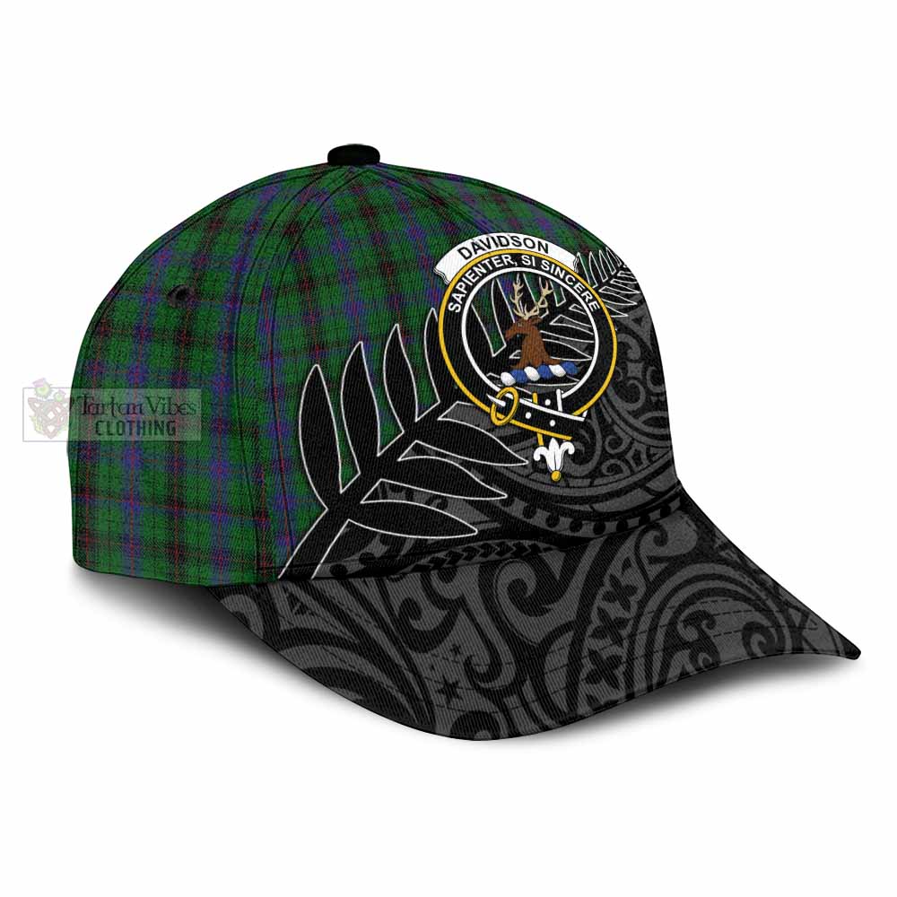 Tartan Vibes Clothing Davidson Tartan Classic Cap with New Zealand Silver Fern Half Style