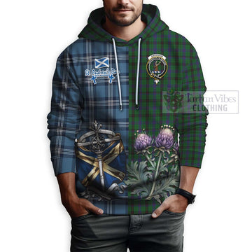 Davidson Tartan Hoodie Happy St. Andrew's Day Half Tartan Style