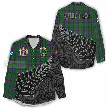 Davidson Crest Tartan Women's Casual Shirt with New Zealand Silver Fern Half Style