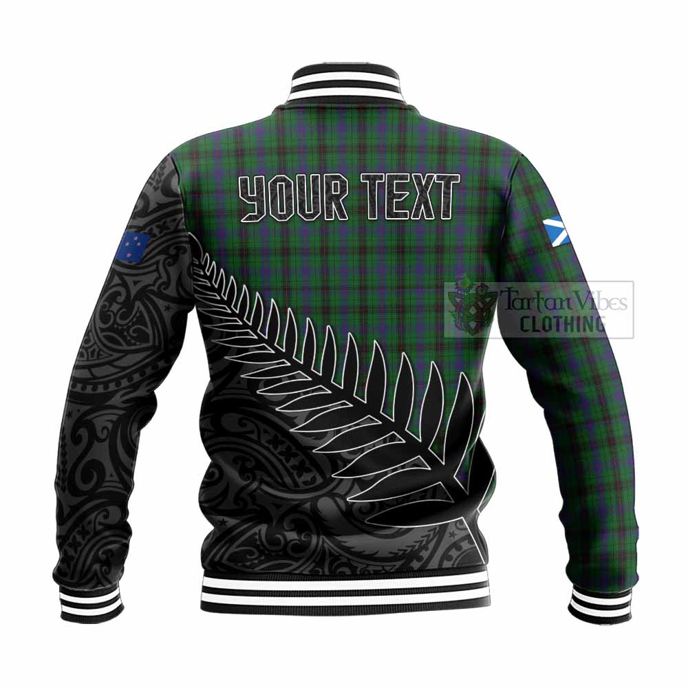 Tartan Vibes Clothing Davidson Crest Tartan Baseball Jacket with New Zealand Silver Fern Half Style