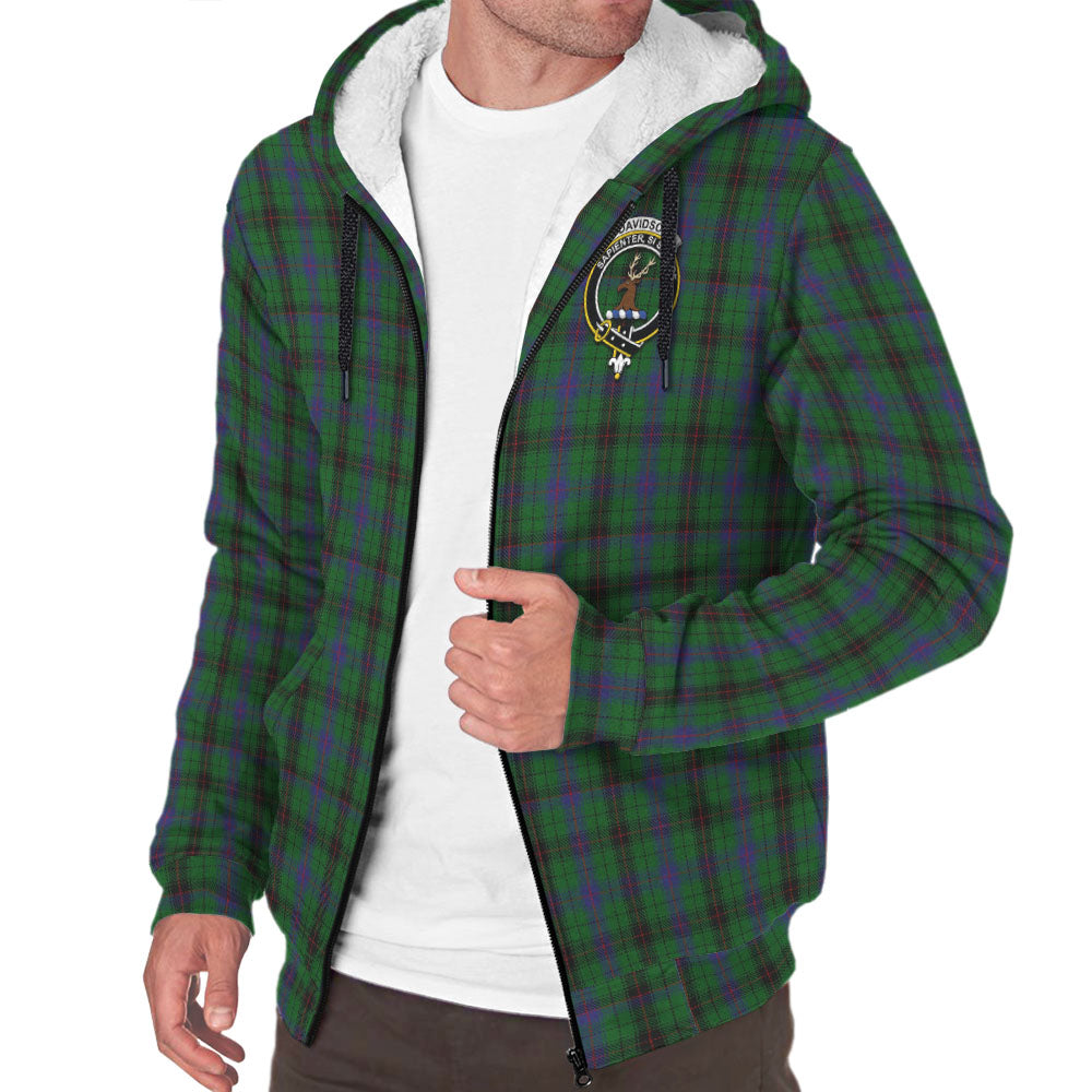 Davidson Tartan Sherpa Hoodie with Family Crest - Tartan Vibes Clothing