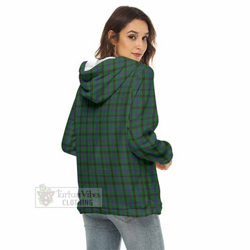 Davidson Tartan Women's Borg Fleece Hoodie with Half Zip with Family Crest - Tartan Vibes Clothing