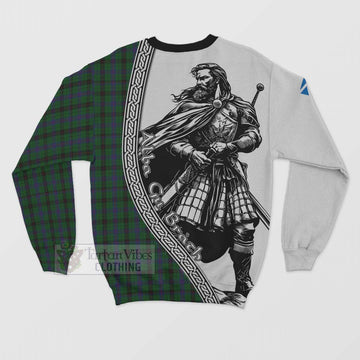 Davidson Tartan Clan Crest Sweatshirt with Highlander Warrior Celtic Style - Tartan Vibes Clothing