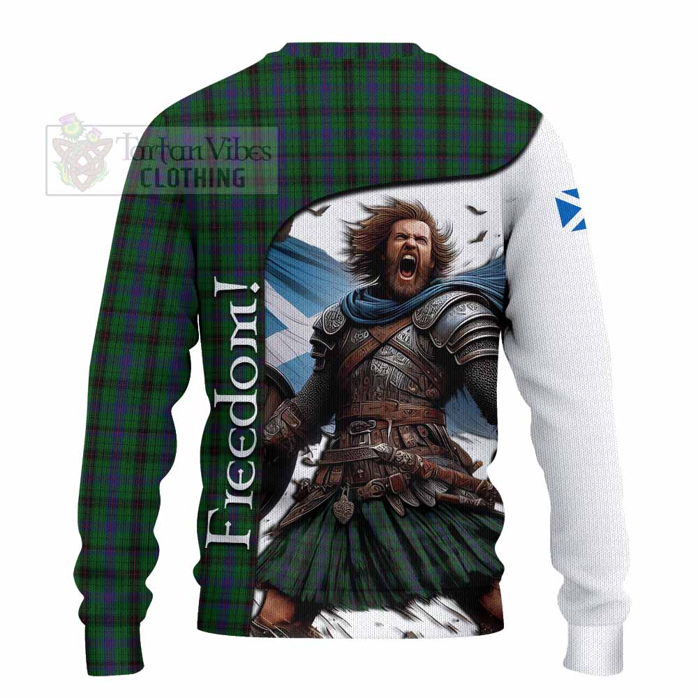 Tartan Vibes Clothing Davidson Crest Tartan Knitted Sweater Inspired by the Freedom of Scottish Warrior