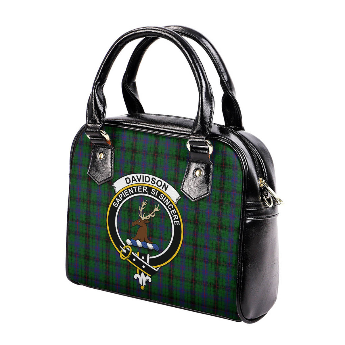 Davidson Tartan Shoulder Handbags with Family Crest - Tartan Vibes Clothing