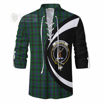 Davidson Tartan Ghillie Kilt Shirt with Family Crest Circle Style