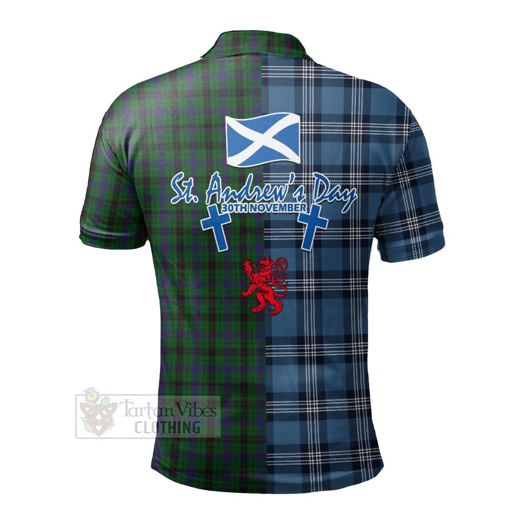 Tartan Vibes Clothing Davidson Tartan Polo Shirt Happy St. Andrew's Day Half Tartan Style