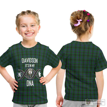 Davidson Tartan Kid T-Shirt with Family Crest DNA In Me Style - Tartan Vibes Clothing