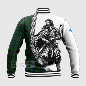 Davidson Tartan Clan Crest Baseball Jacket with Highlander Warrior Celtic Style