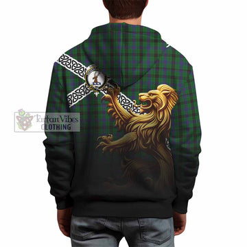 Davidson Crest Tartan Hoodie with Golden Lion Emblem Celtic Style - Tartan Vibes Clothing
