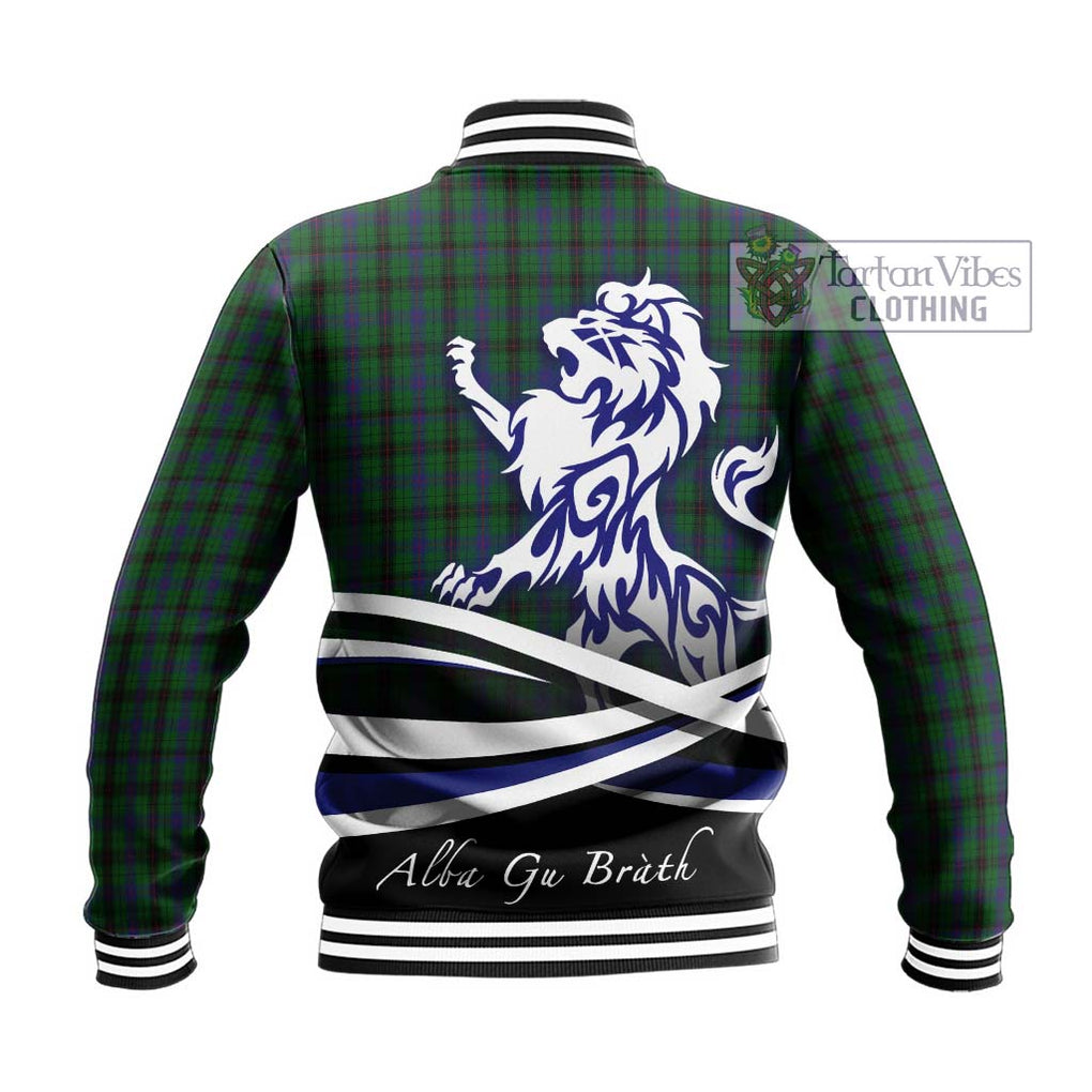 Davidson Tartan Baseball Jacket with Alba Gu Brath Regal Lion Emblem - Tartanvibesclothing Shop