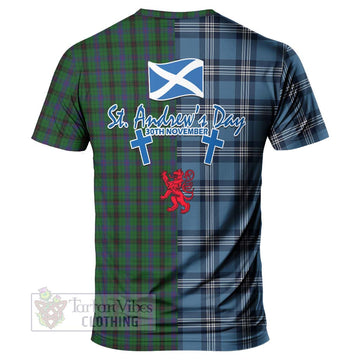 Davidson Tartan T-Shirt Happy St. Andrew's Day Half Tartan Style