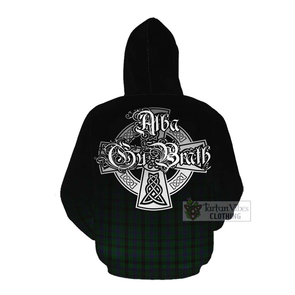 Tartan Vibes Clothing Davidson Tartan Cotton Hoodie Featuring Alba Gu Brath Family Crest Celtic Inspired