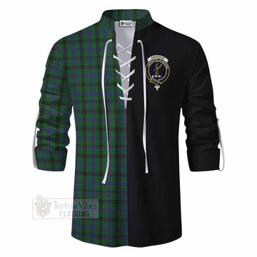 Davidson Tartan Ghillie Kilt Shirt with Family Crest and Half Of Me Style