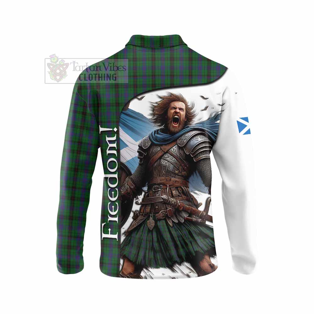 Tartan Vibes Clothing Davidson Crest Tartan Long Sleeve Polo Shirt Inspired by the Freedom of Scottish Warrior