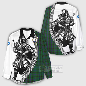 Davidson Tartan Clan Crest Women's Casual Shirt with Highlander Warrior Celtic Style