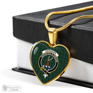 Davidson Tartan Heart Necklace with Family Crest