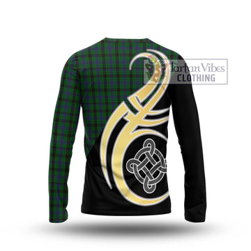 Davidson Tartan Long Sleeve T-Shirt with Family Crest and Celtic Symbol Style