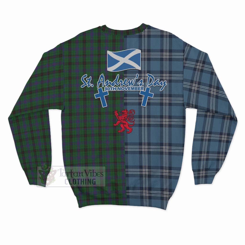 Davidson Tartan Sweatshirt Happy St. Andrew's Day Half Tartan Style - Tartan Vibes Clothing