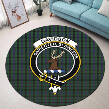 Davidson Tartan Round Rug with Family Crest