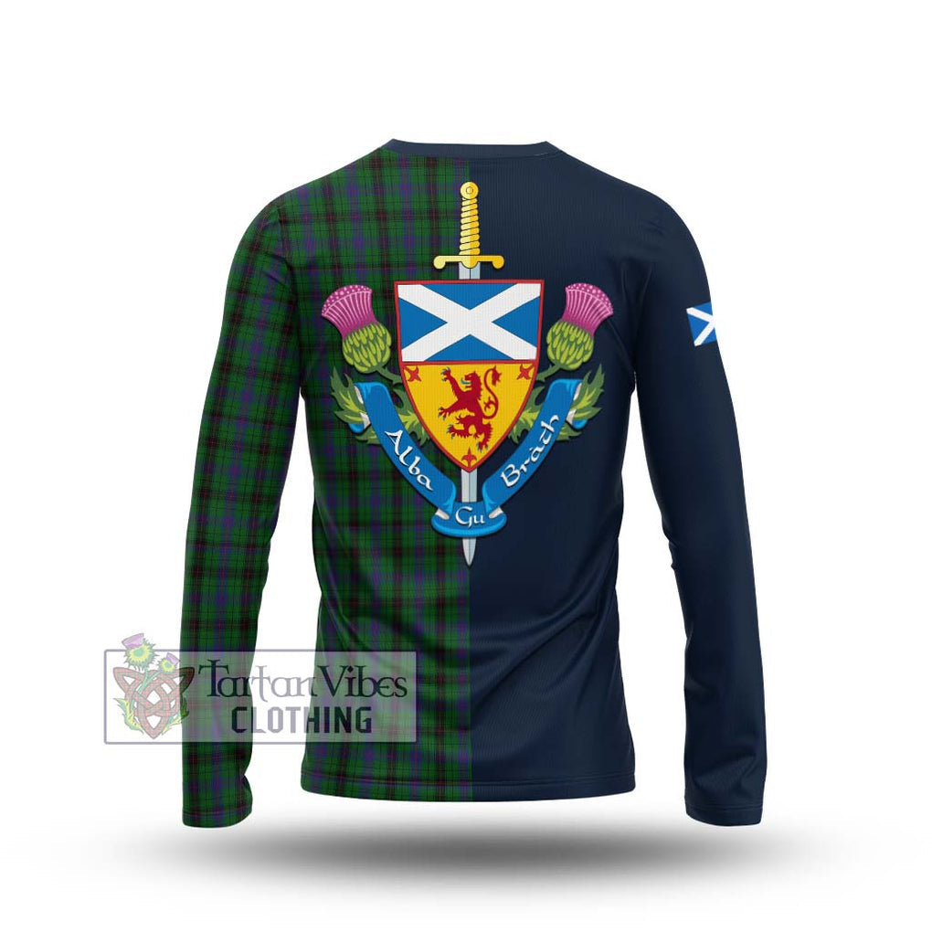 Davidson Tartan Long Sleeve T-Shirt Alba with Scottish Lion Royal Arm Half Style - Tartan Vibes Clothing