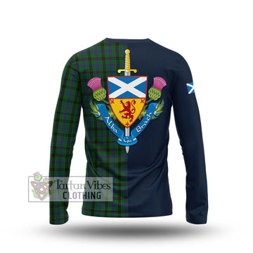 Davidson Tartan Long Sleeve T-Shirt Alba with Scottish Lion Royal Arm Half Style