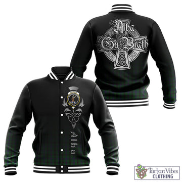 Davidson Tartan Baseball Jacket Featuring Alba Gu Brath Family Crest Celtic Inspired