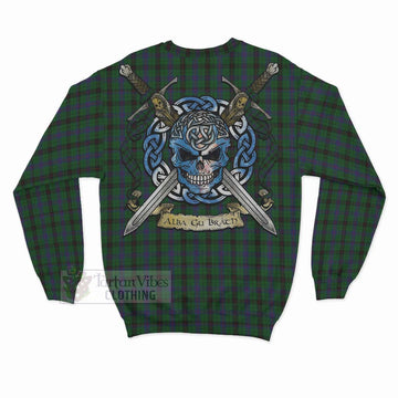 Davidson Tartan Sweatshirt with Family Crest Celtic Skull Style - Tartan Vibes Clothing
