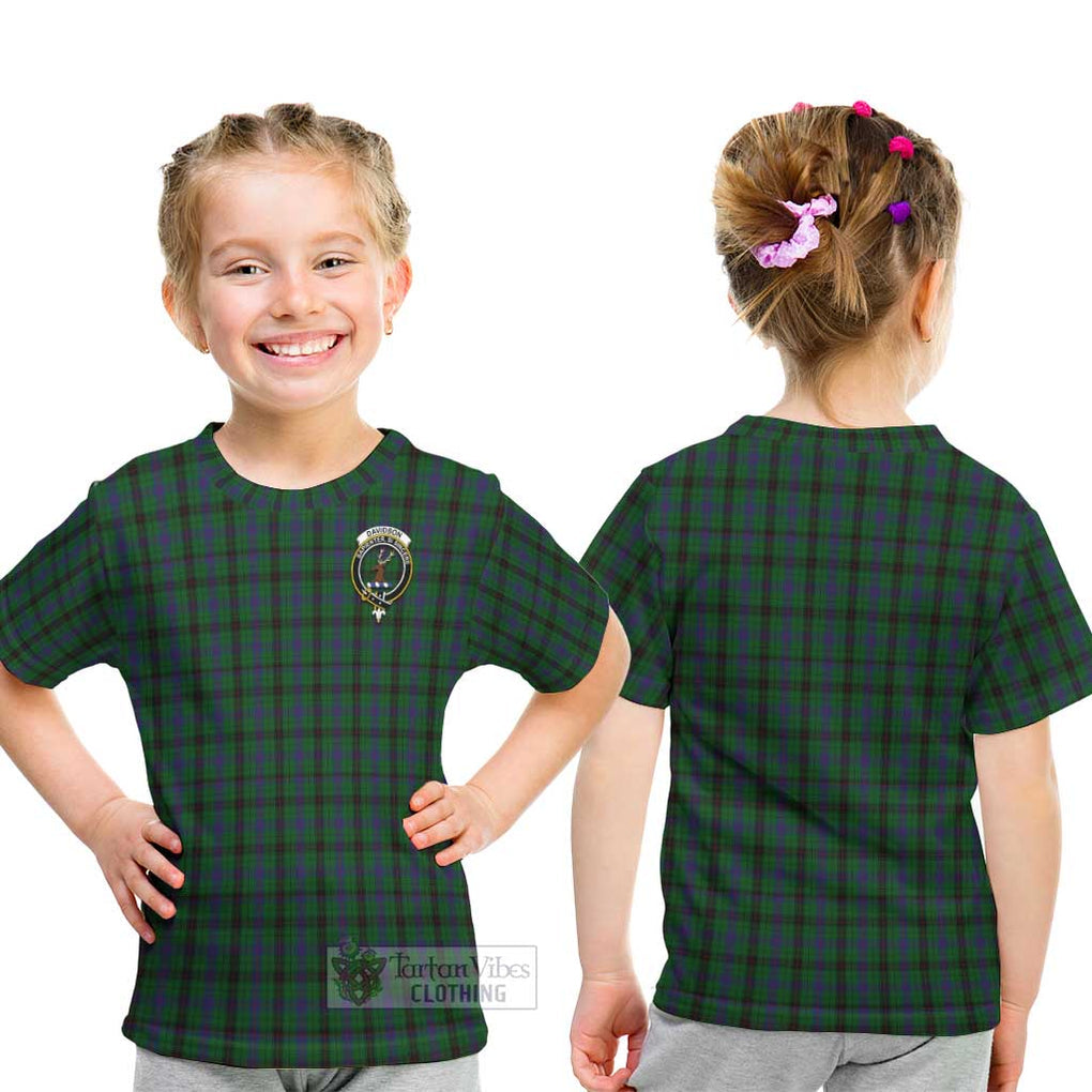 Davidson Tartan Kid T-Shirt with Family Crest - Tartan Vibes Clothing