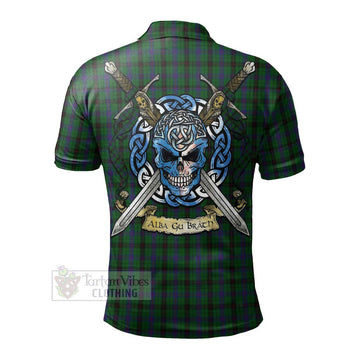 Davidson Tartan Polo Shirt with Family Crest Celtic Skull Style