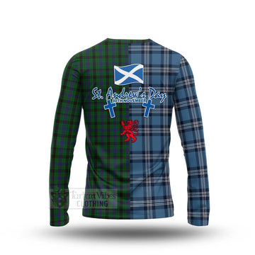 Davidson Tartan Long Sleeve T-Shirt Happy St. Andrew's Day Half Tartan Style