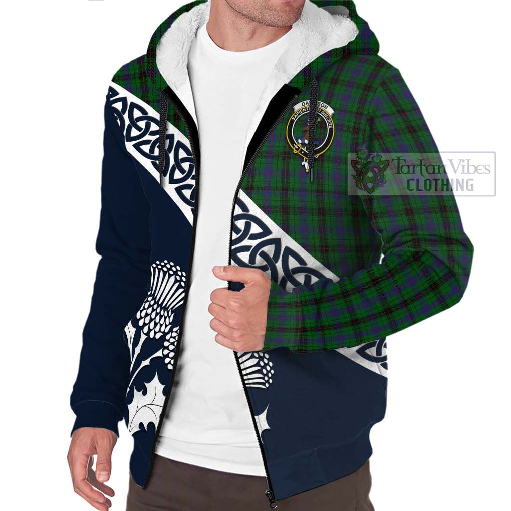 Tartan Vibes Clothing Davidson Tartan Sherpa Hoodie Featuring Thistle and Scotland Map