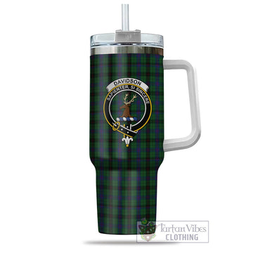 Davidson Tartan Tumbler with Handle with Family Crest - Tartan Vibes Clothing