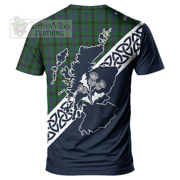 Davidson Tartan T-Shirt Featuring Thistle and Scotland Map